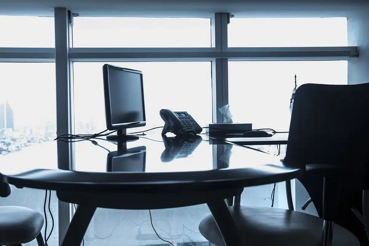Consulenza di orientamento professionale in un ufficio, figura anonima al tavolo